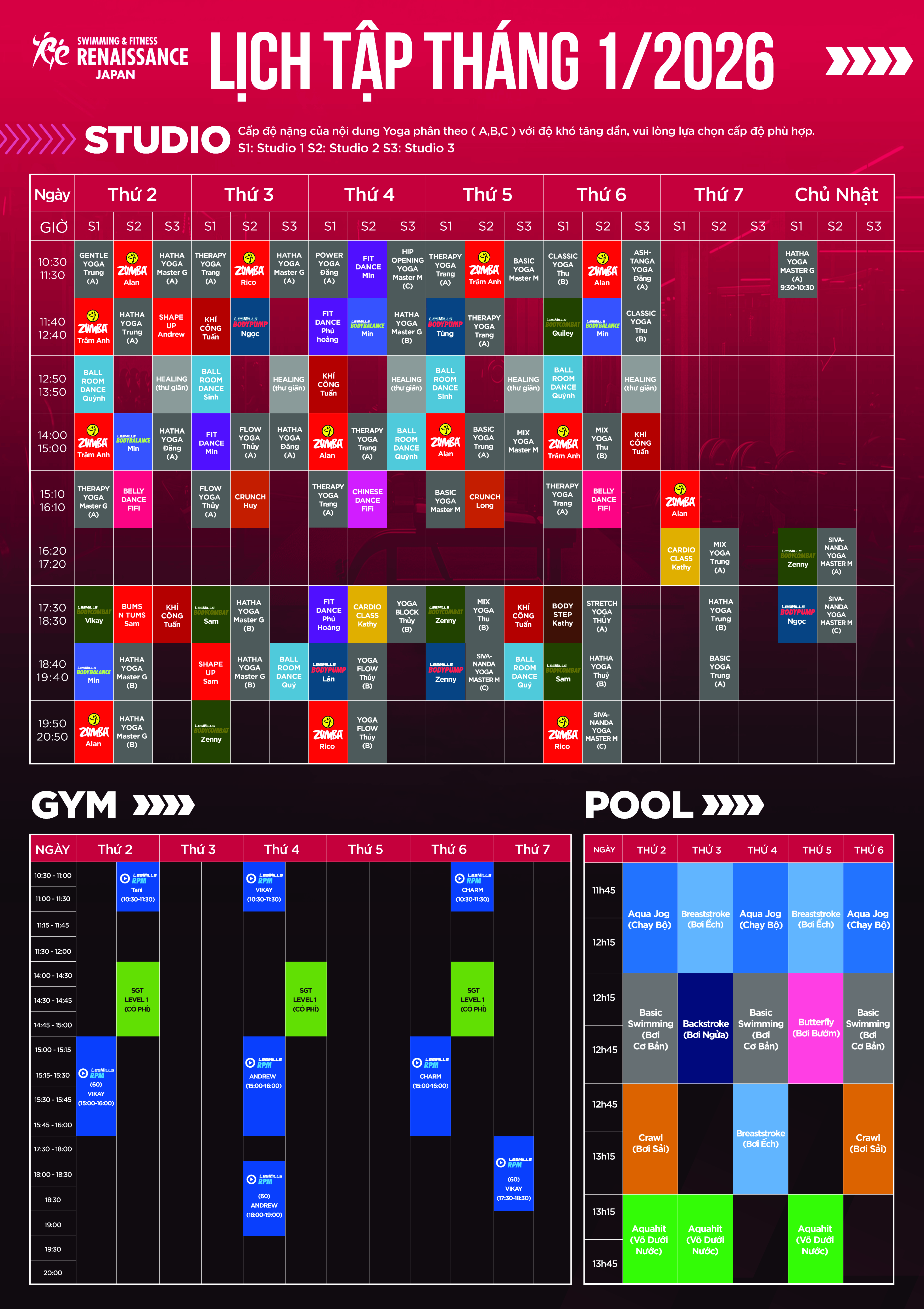 Lịch Tập Tháng 1